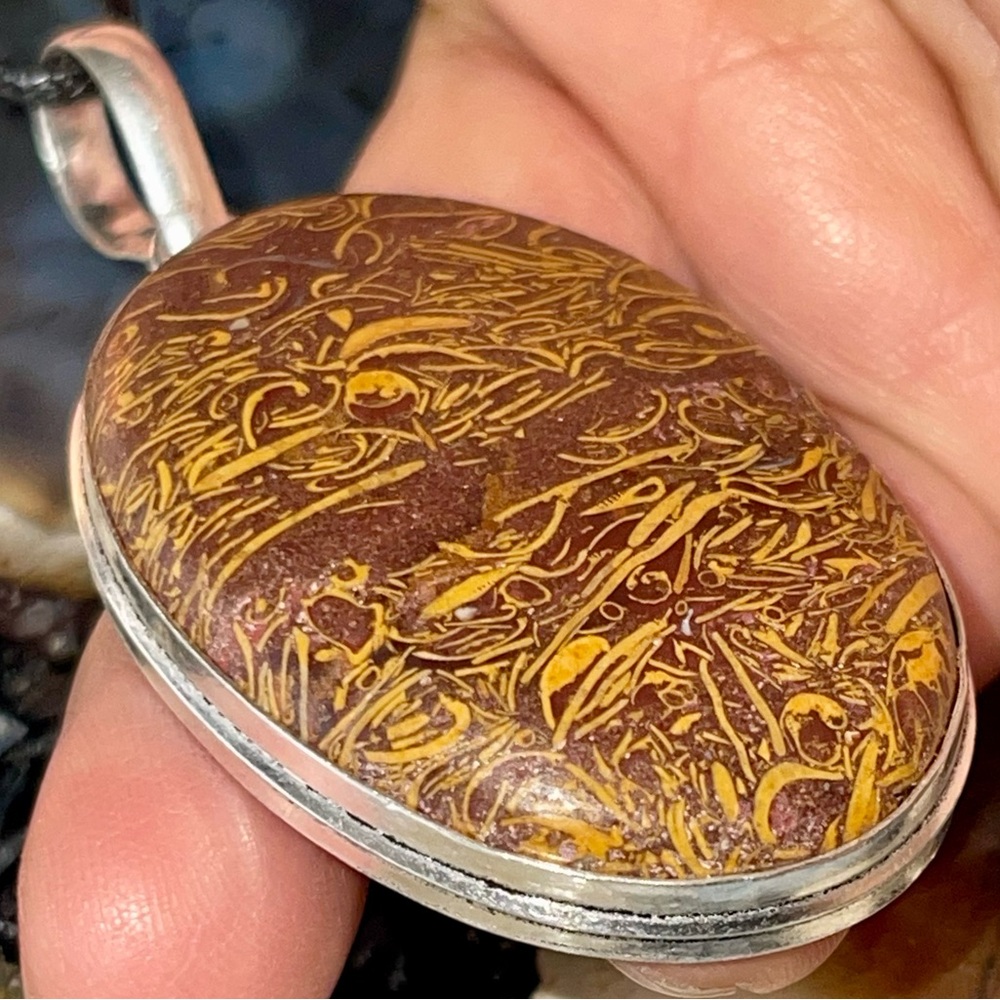 Mariam - Calligraphy Jasper Pendant 2 1/4”
